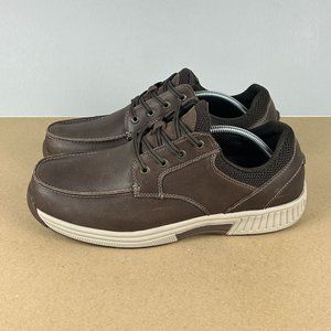 OrthoFeet Leo Leather Walking Shoes Mens 10.5 Brown X-Wide Extra Wide Orthopedic